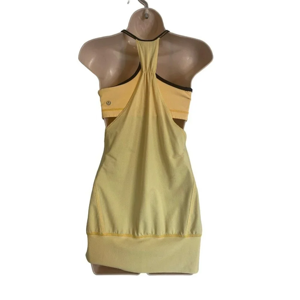 Lululemon Bra Tank Fitness Top Size 4 Relaxed Fit Yellow Black Racerback